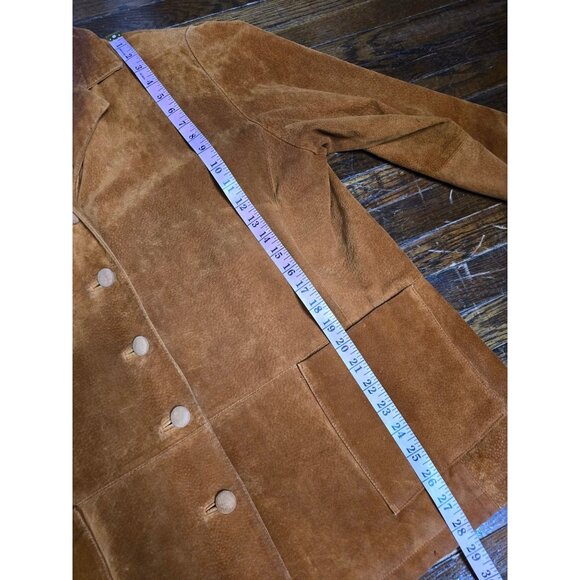 Y2K Suede Cognac Jacket Large Western Boho Cowgirl - Picture 8 of 11